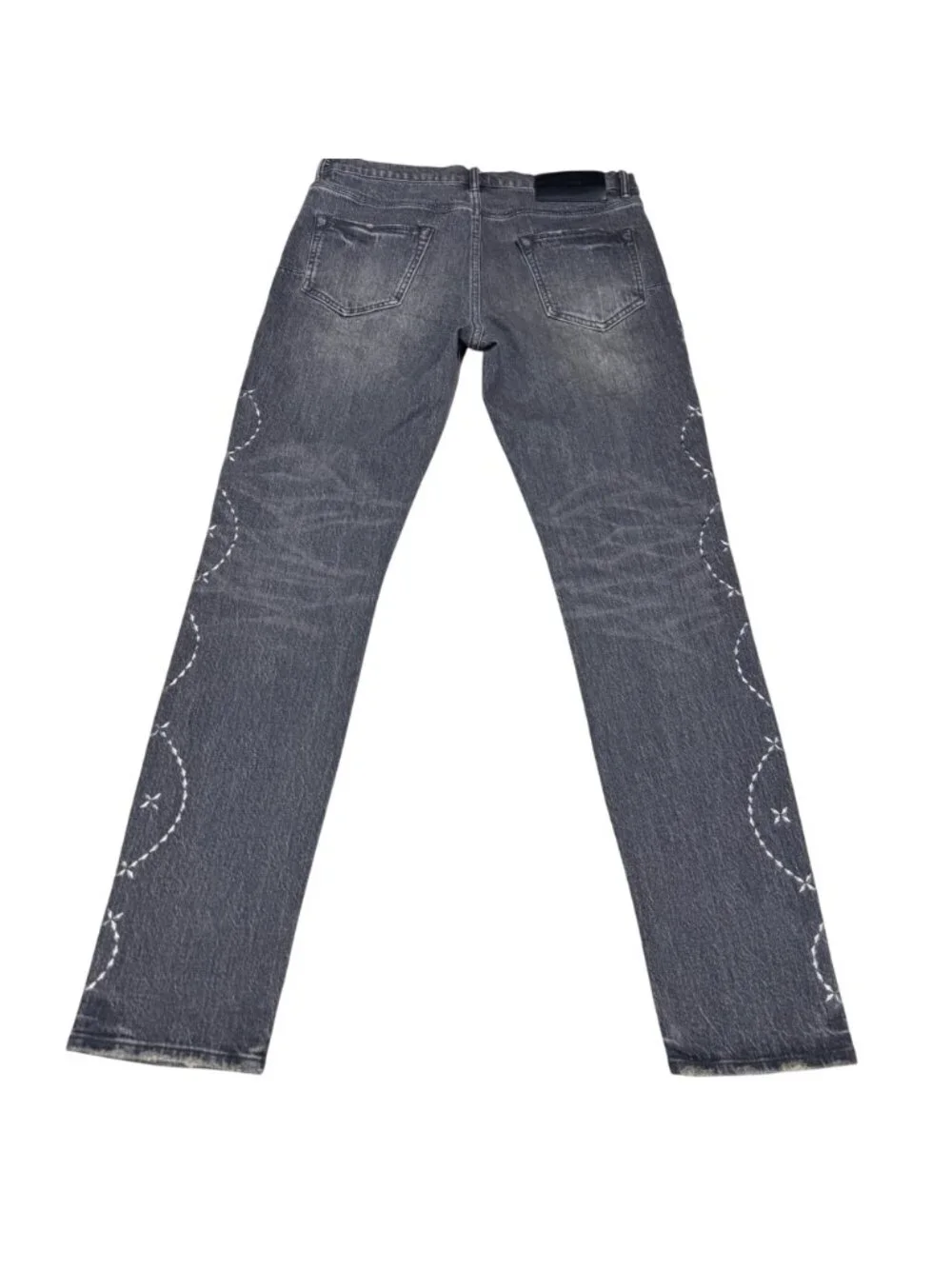 Purple Brand Skinny Twist Hotfix P001 Jeans Men's Black Studded Design, Size 33